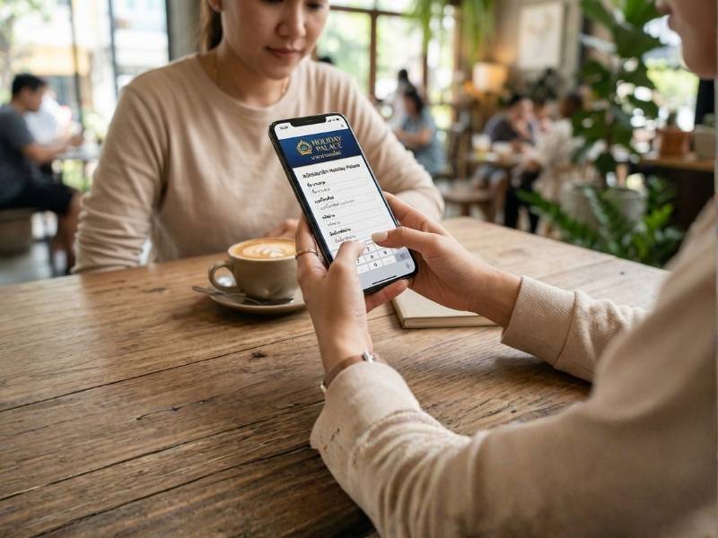 สมัคร Holiday Palace บาคาร่าออนไลน์ ผ่านมือถือ เข้าใจขั้นตอนใช้งานบนหน้าจอมือถือ