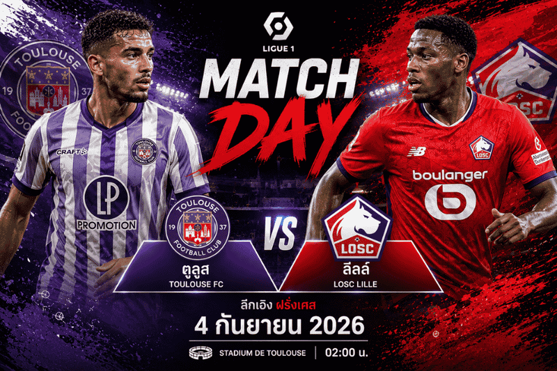 วิเคราะห์บอล ตูลูส พบ ลีลล์  ลีกเอิง ฝรั่งเศส 4 กันยายน 2026